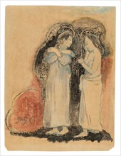 Two Standing Tahitian Women, 1894, Paul Gauguin, French, 1848-1903, France, Black ink monotype from