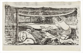 Interior of a Tahitian Hut, from the Suite of Late Wood-Block Prints, 1898/99, Paul Gauguin,