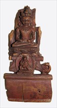 Fragment Depicting a Tathagata, 12th century, Western Tibet, Western Tibet, Wood, 15.4 x 7.7 x 2.2