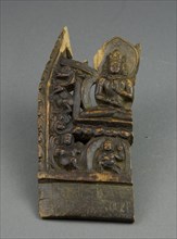 Fragment Depicting a Tathaghata, 12th century, Western Tibet, Western Tibet, Wood, 17 x 7.5 x 1.1