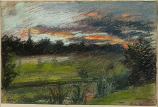 Blue and Orange Sky, 1838/40, Paul Huet, French, 1803-1869, France, Pastel on tanned-gray wove