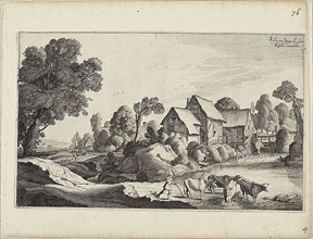 Herd of Cattle at a Ford Near a Watermill, 1646, Jan van de Velde II (Dutch, c. 1593-1641), after