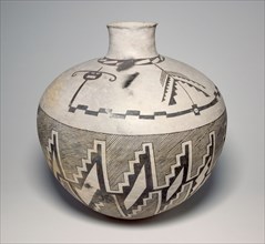 Jar with Horned Serpents and Interlocking, Hatched-and-Black Stepped Designs, 950/1400, Ancestral