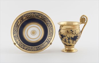 Cup and Saucer, c. 1820, Denuelle Porcelain Manufactory, French, 1818-1829, Paris, Hard-paste