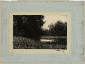 Landscape with a Pond, c. 1879, Jean-Jacques Henner, French, 1829-1905, France, Black chalk on