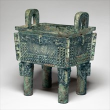 Rectangular Cauldron, Shang dynasty ( about 1600–1046 BC ), 12th/11th century B.C., China, Bronze,