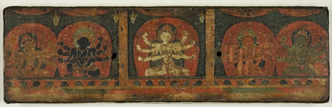 Manuscript Cover of the Five Protective Hymns (Pancharaksha) with the Five Protective Goddesses,
