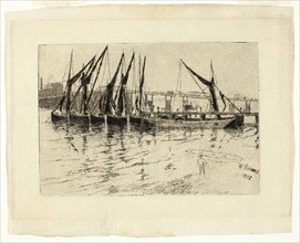 Coal Barges Unloading (recto), Sketch of a Building (verso), 1872 (recto), n.d. (verso), Walter