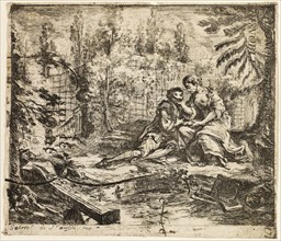 Gallant Conversation, c. 1757, Gabriel-Jacques de Saint-Aubin, French, 1724-1780, France, Etching