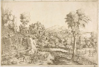 Landscape with a Vine-Yard, in the Middle a Chariot Loaded with Poles, c. 1559, Hanns Lautensack,