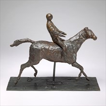 Horse with Jockey, Horse Galloping, Turning Head to the Right, Feet Not Touching the Ground,