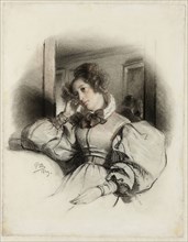 Portrait de Mme. E. D., 1829, Paul Delaroche, French, 1797-1856, France, Black, white, and red