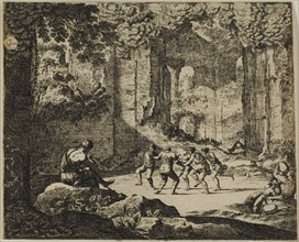 Dance of Shepherds in Antique Ruins, n.d., Jean le Pautre, French, 1618-1682, France, Etching on
