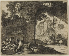 Shepherds in Ruins, n.d., Jean le Pautre, French, 1618-1682, France, Etching on ivory laid paper,