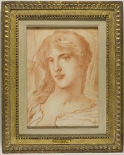 Head, c. 1880, Simeon Solomon, English, 1840-1905, England, Red chalk on buff wove paper, 350 × 240