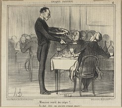 Would Monsieur like some crêpes?.., He must have been an undertaker, plate five from Croquis