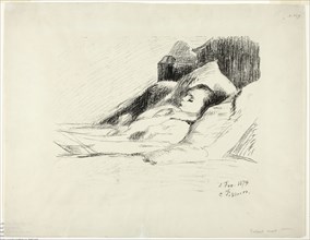 Dead Child, 1874, Camille Pissarro, French, 1830-1903, France, Lithograph in black on grayish-ivory