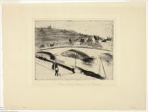 The Stone Bridge at Rouen, 1887, Camille Pissarro, French, 1830-1903, France, Soft ground etching