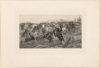The Cavalry Charge, 1889, Giovanni Fattori, Italian, 1825-1908, Italy, Etching, with drypoint and