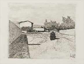 A Street, c. 1888, Giovanni Fattori, Italian, 1825-1908, Italy, Etching with drypoint on ivory wove