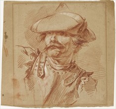 Head of a Soldier, n.d., Attributed to Charles Parrocel, French, 1688-1752, France, Red chalk