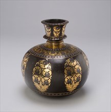 Globular Huqqa Base with Floral Design, 19th century, India, Deccan, India, Zinc alloy inlaid with