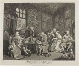 Plate One, from Marriage à la Mode, 1745, Gérard Scotin II (French, 1698-1755), after WIlliam