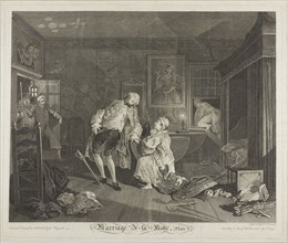 Plate Five, from Marriage à la Mode, 1745, Simon Francis Ravenet (French, 1706 or 1721-1774), after