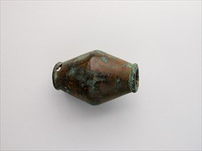 Biconical Bead, Geometric Period (800–600 BC), Greek, Thessaly, Greece, Bronze, 2.8 × 5.5 × 2.8 cm