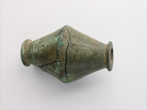 Biconical Bead, Geometric Period (800–600 BC), Greek, Thessaly, Greece, Bronze, 3.2 × 6.4 × 3.2 cm