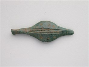 Fibula (leech type), Geometric Period (800–700 BC), Greek, Thessaly, Thessaly, Bronze, 2.3 × 6.4 ×