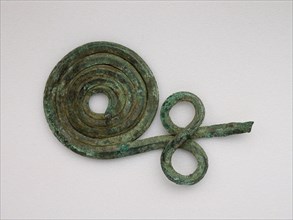 Spiral Fibula, Geometric Period (800–700 BC), Greek, Thessaly, Thessaly, Bronze, 5.0 × 6.8 × 3.8 cm