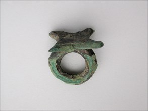 Ring with Ingot Bezel, Geometric Period (800–700 BC), Greek, Thessaly, Thessaly, Bronze, 2.9 × 2.7