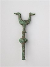 Double Birds on Knobbed Pole, Geometric Period (800–600 BC), Greek, Thessaly, Thessaly, Bronze, 5.8