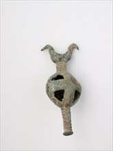 Double Birds on Openwork Sphere with Post, Geometric Period (800–600 BC), Greek, Thessaly,