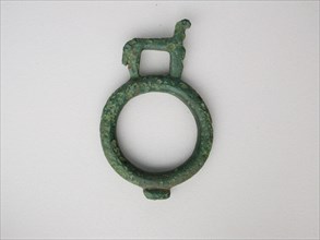 Harness Ring with Quadruped, Geometric Period (800–600 BC), Greek, Thessaly, Thessaly, Bronze, 6.3