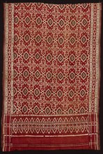 Heirloom Textile (sarasa), 18th century, India, Gujarat, India, Cotton, plain weave, block-printed