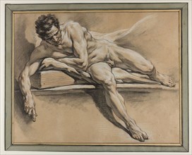 Academic Study of a Reclining Male Nude, c. 1750, François Boucher, French, 1703-1770, France,