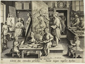 The Invention of Oil Painting, c. 1591, Théodoor Galle (Flemish, 1571-1633), after Joannes