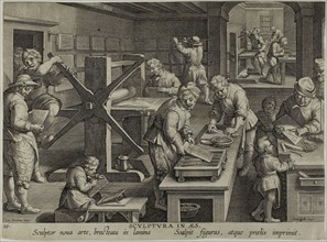The Invention of Copper Engraving, c. 1591, Theodor Galle (Flemish, 1571-1633), after Joannes