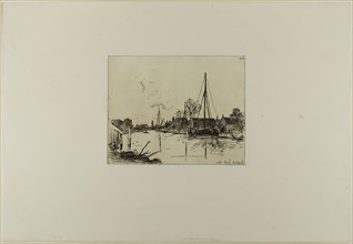 The Canal, from Cahier de six eaux-fortes, vues de Hollande, 1862, Johan Barthold Jongkind, Dutch,
