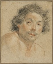 Bust Portrait of a Young Man, 1620/25, Simon Vouet, French, 1590-1649, France, Black and red chalk,