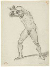 Standing Male Nude, 1843, Jean-Baptiste-Camille Corot, French, 1796-1875, France, Graphite, with