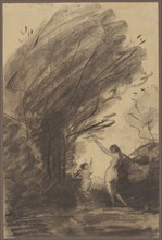 Venus Disarming Cupid, 1852/57, Jean-Baptiste-Camille Corot, French, 1796-1875, France, Charcoal,
