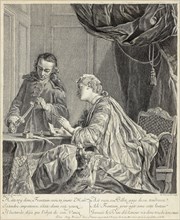 Woman Sealing a Letter, 1738, Étienne Fessard (French, 1714-1777), after Jean Baptiste Siméon