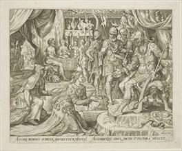 Judith Presented to Holofernes, plate five from The Story of Judith and Holofernes, 1564, Philip