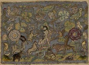 Orpheus Charming the Animals, first half 17th century, England, Linen plain weave embroidered in