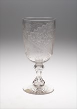 Tall Goblet or Vase, c. 1875, England, Glass, engraved, H. 23 cm (9 1/16 in.)