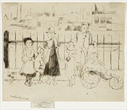 Events Over the Railings, Chelsea Embankment, 1888–89, Theodore Roussel, French, worked in England,