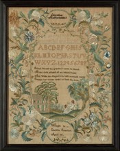 Sampler, 1822/23, Clarissa Emerson (American, born 1808), United States, Massachusetts, Lancaster,